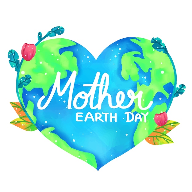 Mother earth day banner with heart shape