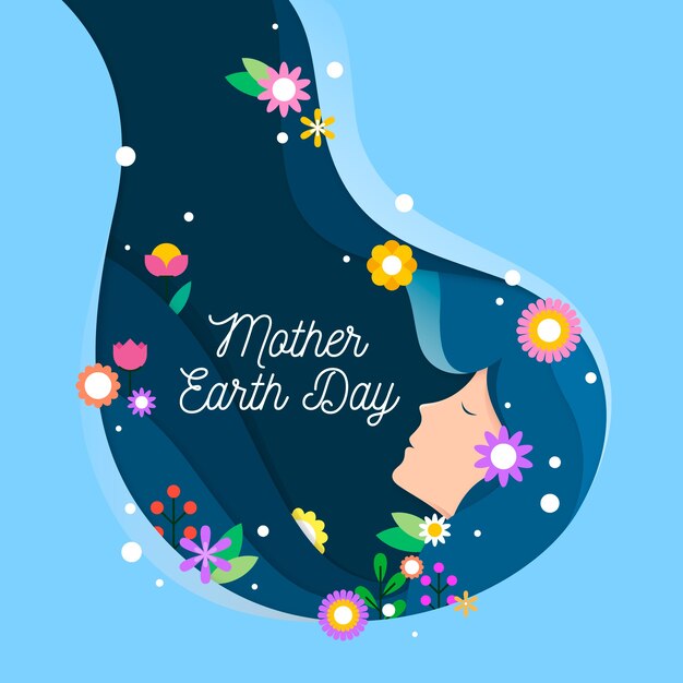 Mother earth day banner with woman