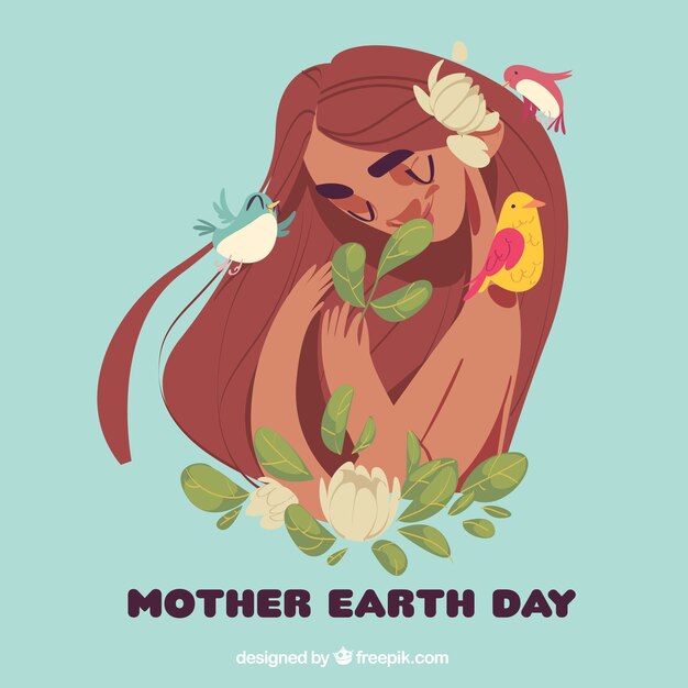 Mother earth day flat background