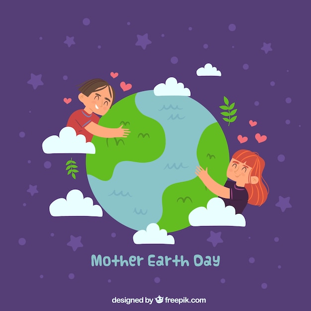 Mother earth day flat background