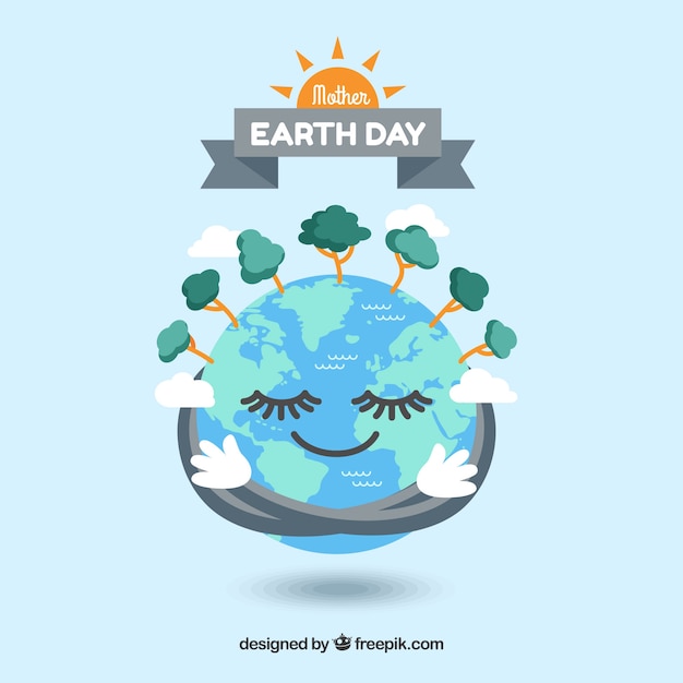 Mother earth day flat background