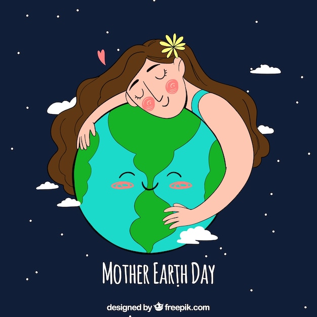 Mother earth day hand drawn background