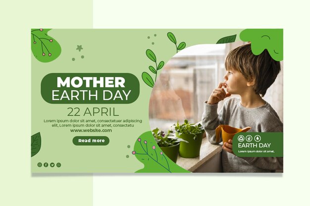 Mother earth day horizontal banner template