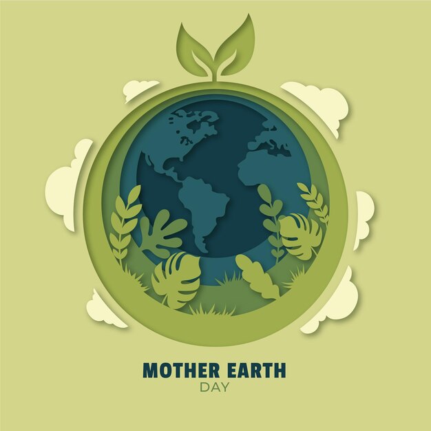 Mother earth day illustration in paper style