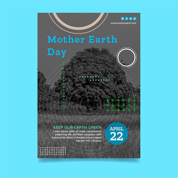 Free Vector mother earth day vertical poster template