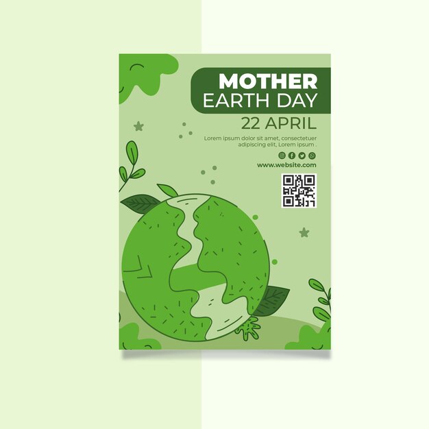 Mother earth day vertical poster template