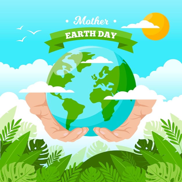 Mother earth day with hands holding the earth