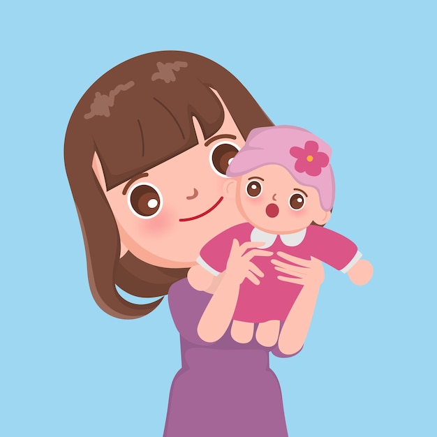 Free vector mother holding with baby character.