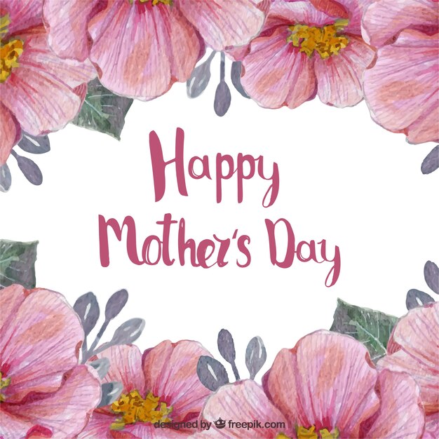 Mother's day background with cute flowers in watercolor style