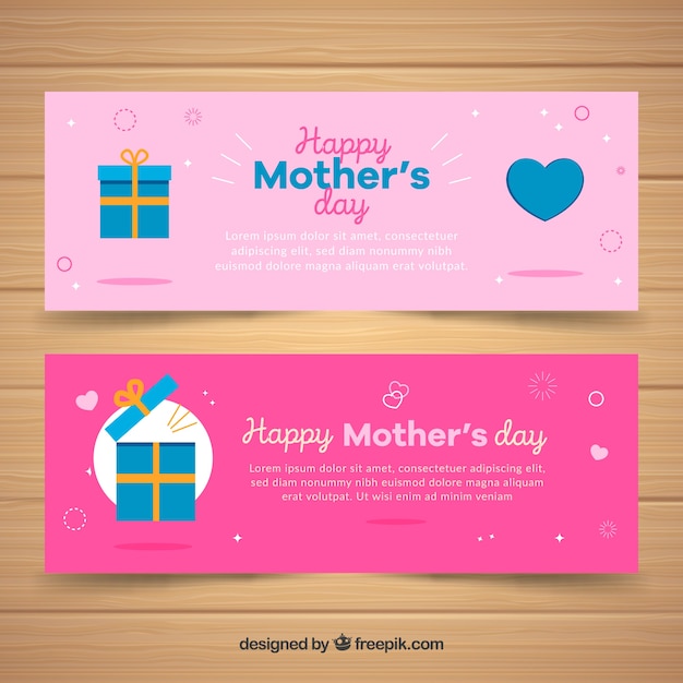 Free Vector mother's day banners in flat style