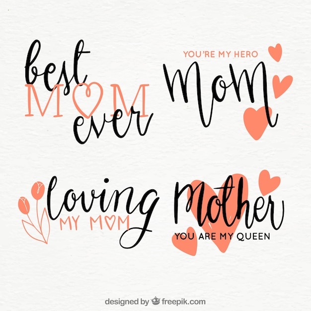 Free Vector mother's day calligraphic stickers