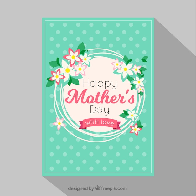 Free Vector mother's day card with dots and floral decoration