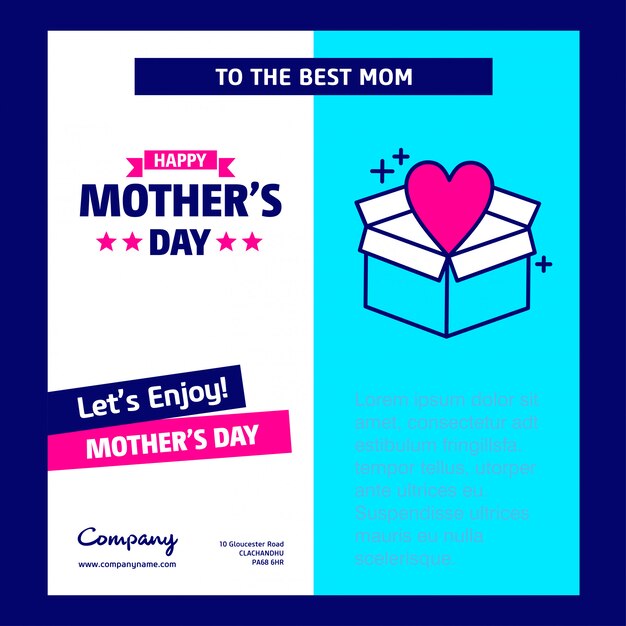 Mother's day card withblue theme and creative design vector 