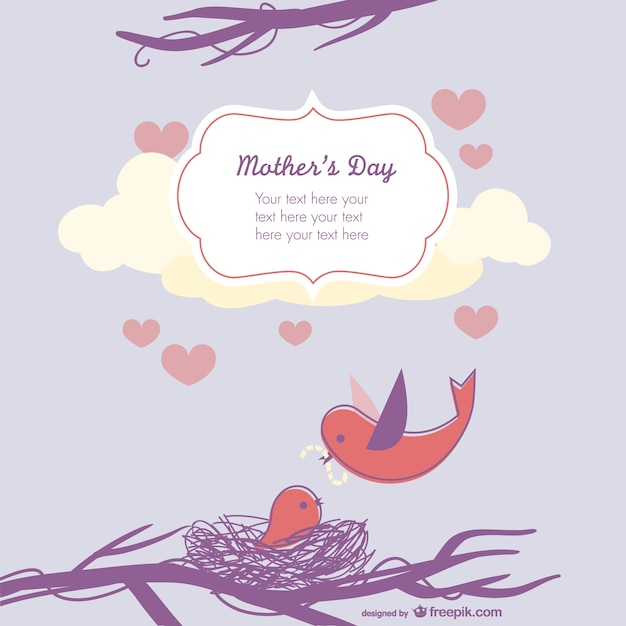 Free vector mother's day cute birds illustration