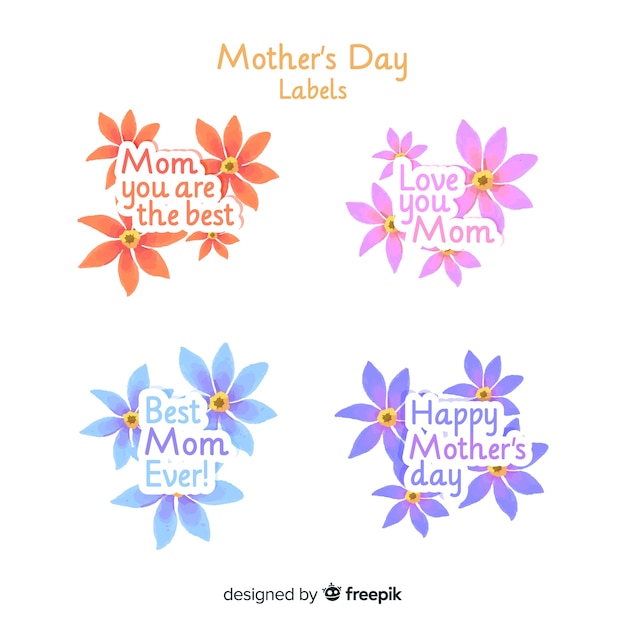 Free Vector mother's day floral label collection