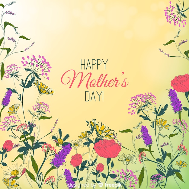 Free Vector mother's day hand drawn floral background