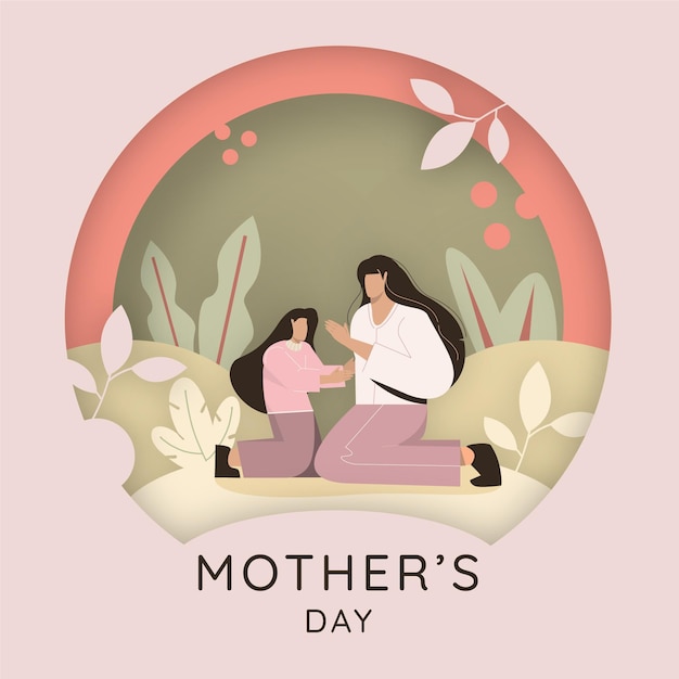 Mother's day illustration in paper style