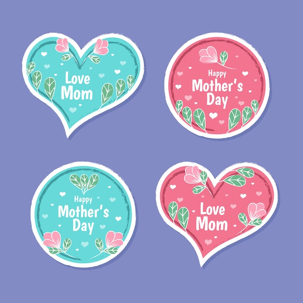 Mother's day label collection in flat design