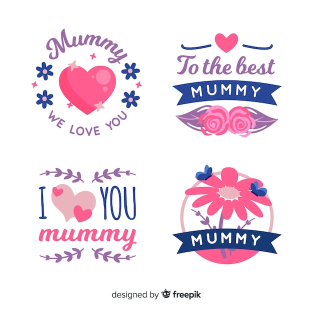 Free Vector mother's day label collection