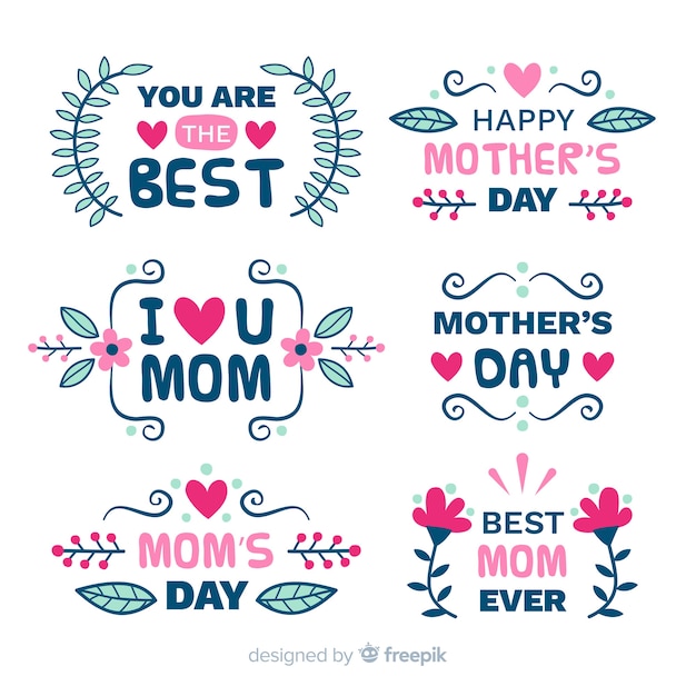 Free Vector mother's day label collection