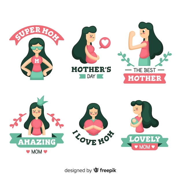 Free Vector mother's day label collection