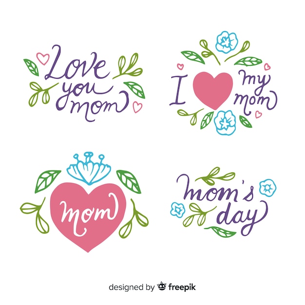 Free Vector mother's day label collection