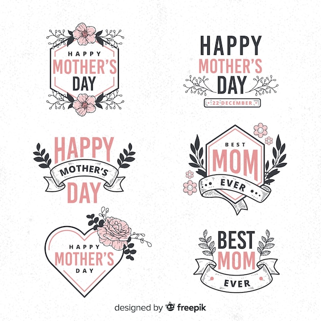 Free vector mother's day label collection