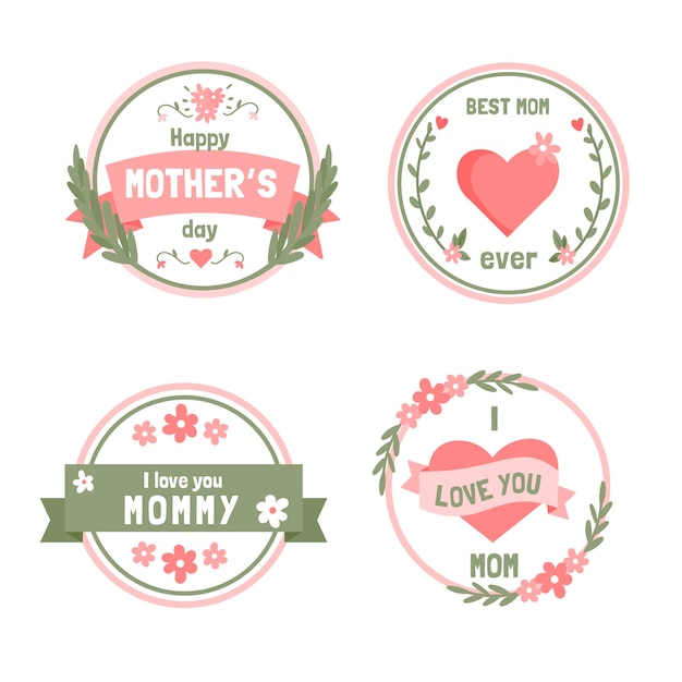 Free vector mother's day label collection