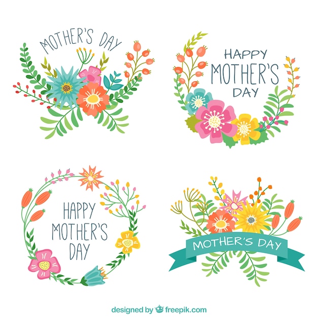 Mother's day labels with flowers