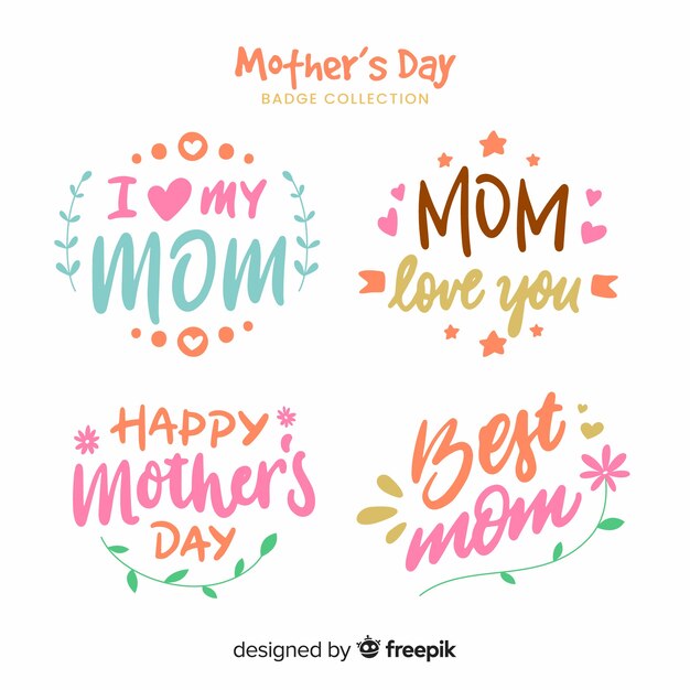 Mother's day lettering label collection