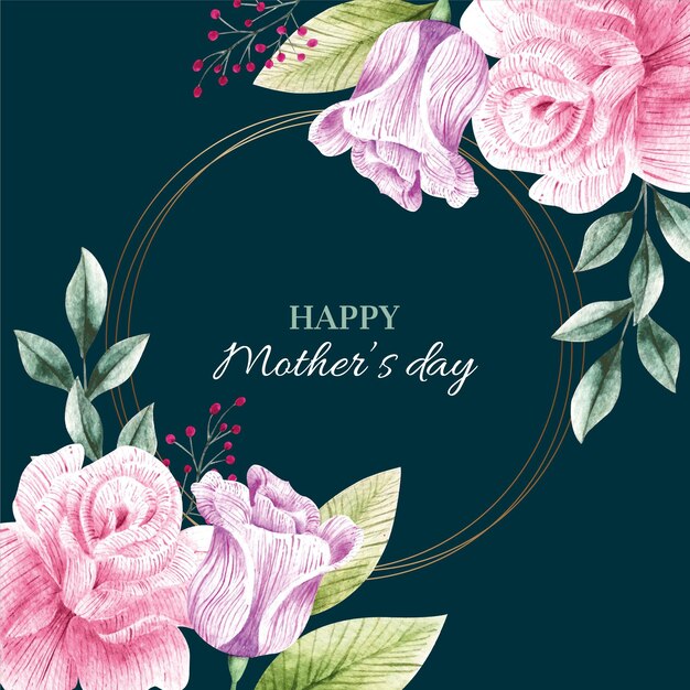 Mother's day lettering with floral elements