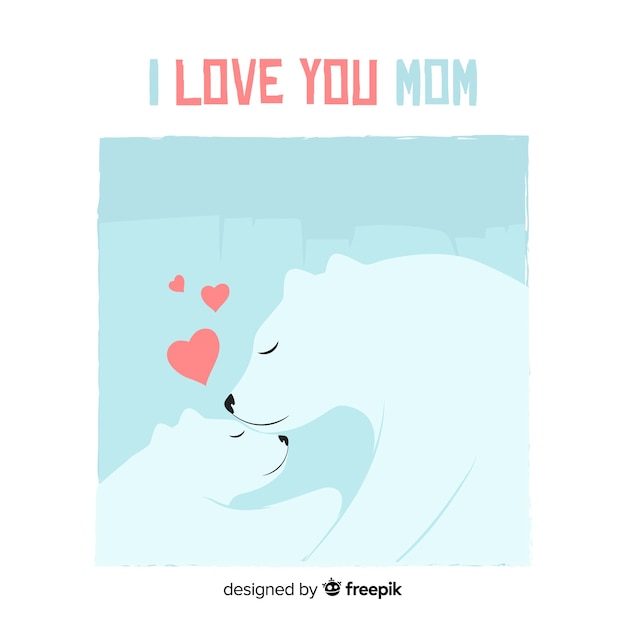 Free Vector mother's day polar bear hugging her cub background