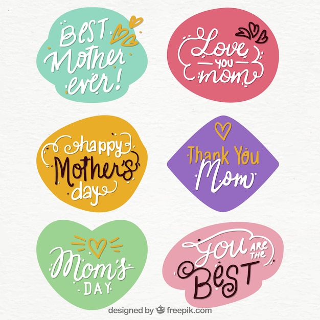 Free Vector mother's day quote stickers