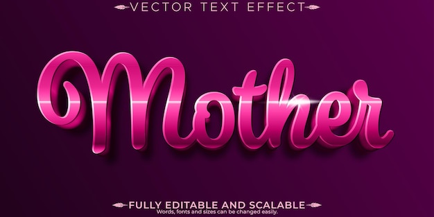 Free Vector mother's day text effect editable love and mom customizable font style