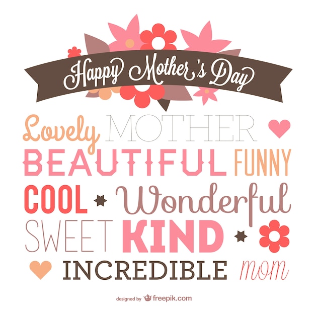 Free Vector mother's day typography design 