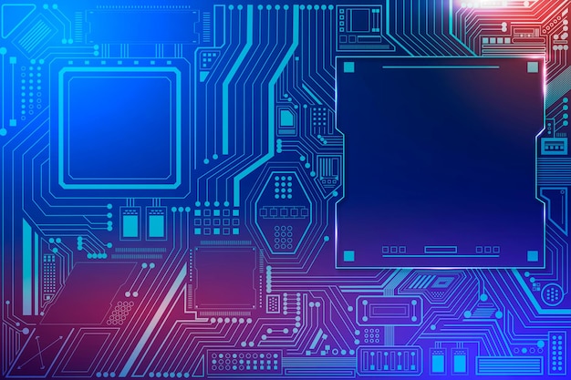 Motherboard circuit technology background vector in gradient blue