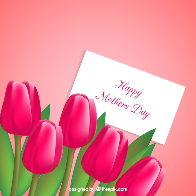 Free Vector mothers day card with tulips