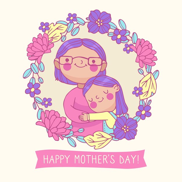 Mothers day drawing illustration concept