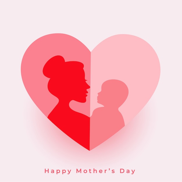 Mothers day hearts card with mom and child illustration