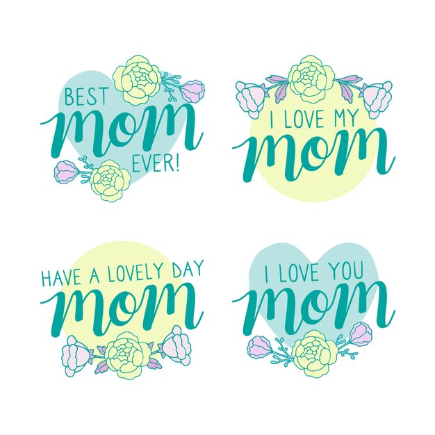 Mothers day label collection draw concept