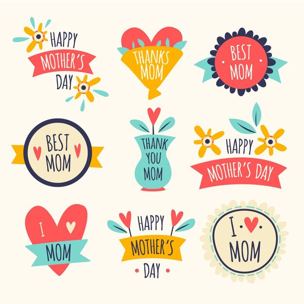 Free Vector mothers day label collection