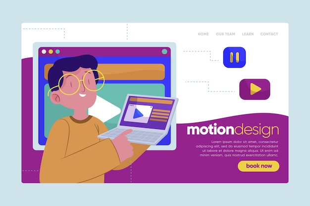 Motiongraphics landing page with illustrations