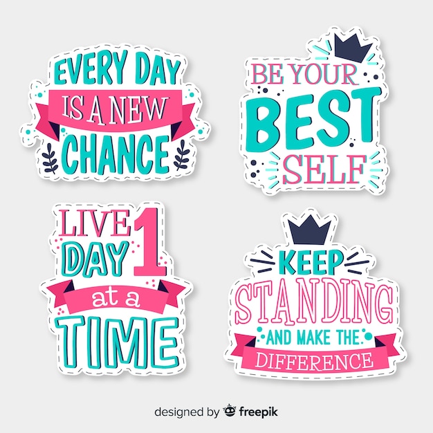 Free Vector motivational lettering hand drawn badges