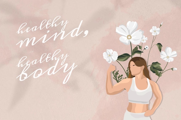 Free Vector motivational quote editable template vector health and wellness yoga woman color floral social media post