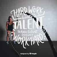 Free vector motivational sport lettering background with picture