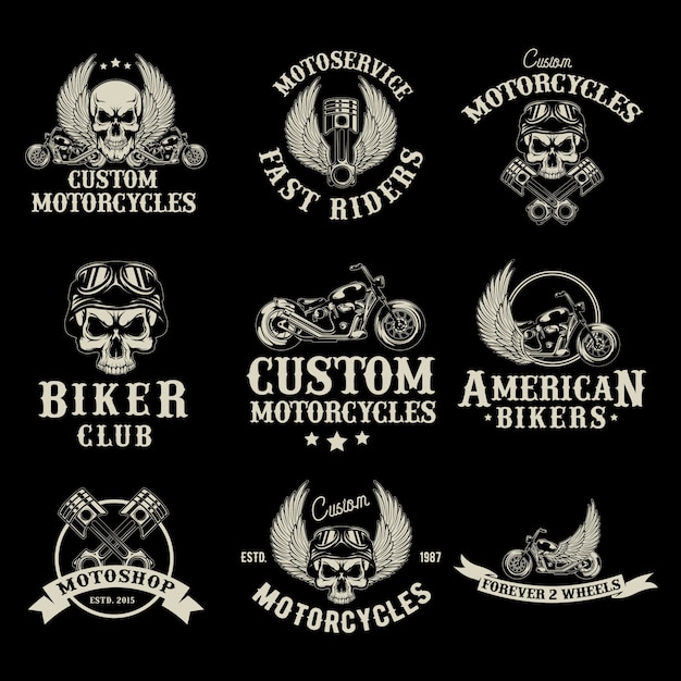 Free Vector motor bike shop logo set