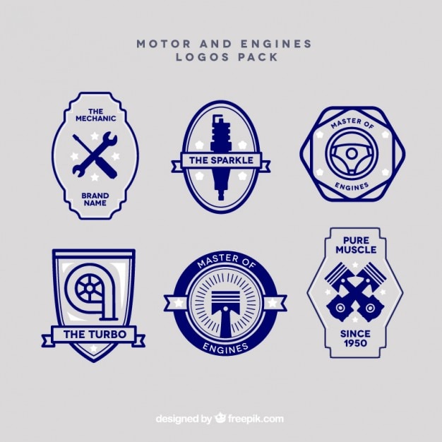 Free Vector motor vintage logos collection 