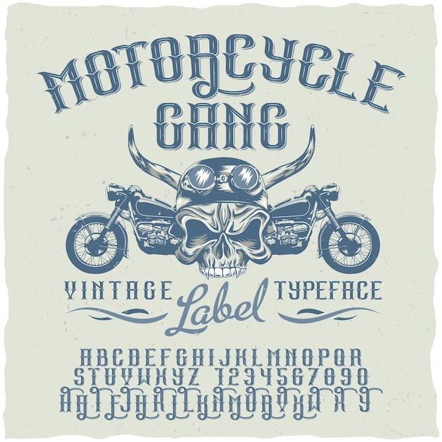 Free vector motorcycle gang typeface poster