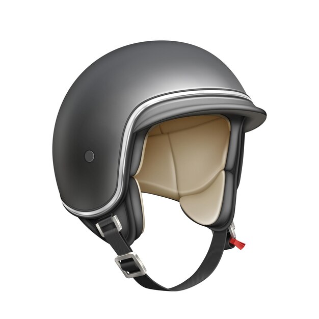 Motorcycle helmet race. front retro biker. safety racer 3d realistic vector