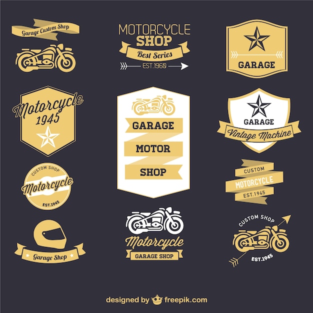 Free vector motorcycle retro labels set